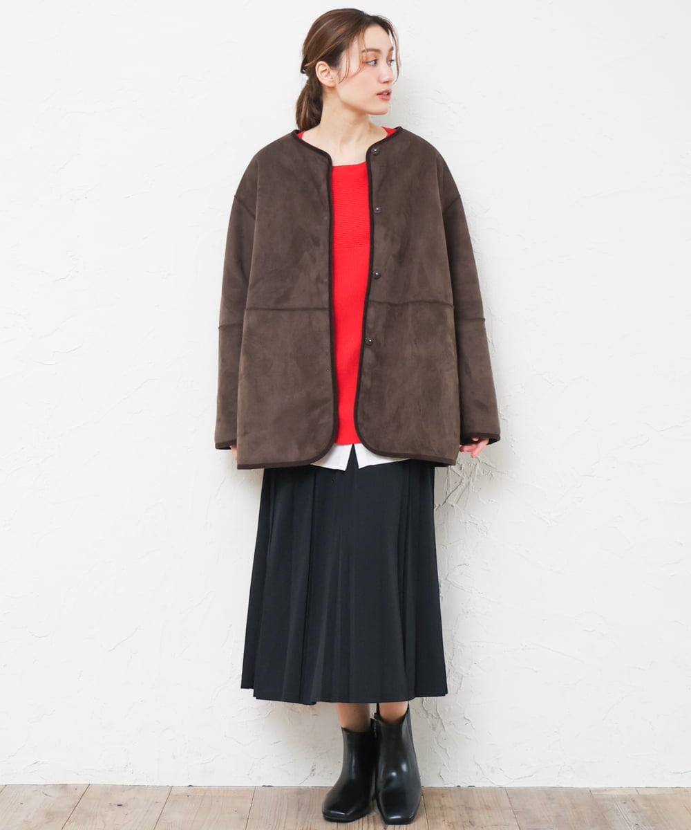 OLFLD01054 eur3(エウルキューブ) 【野呂佳代さん着用/大きいサイズ】ドロップショルダーニット レッド