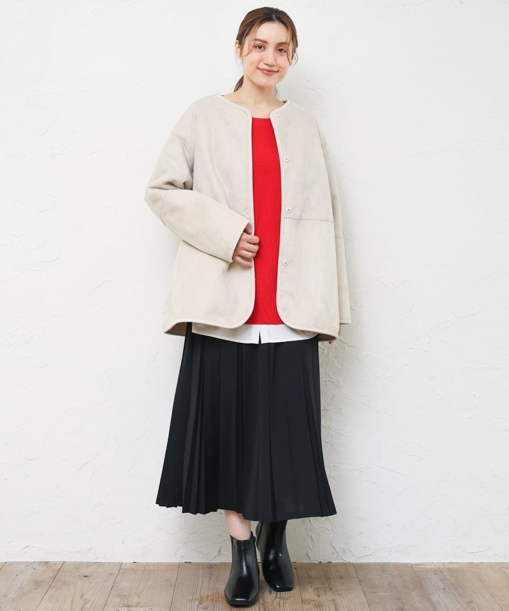 OLFLD01054 eur3(エウルキューブ) 【野呂佳代さん着用/大きいサイズ】ドロップショルダーニット レッド