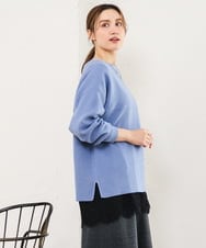 OLFLD01054 eur3(エウルキューブ) 【野呂佳代さん着用/大きいサイズ】ドロップショルダーニット ライトブルー