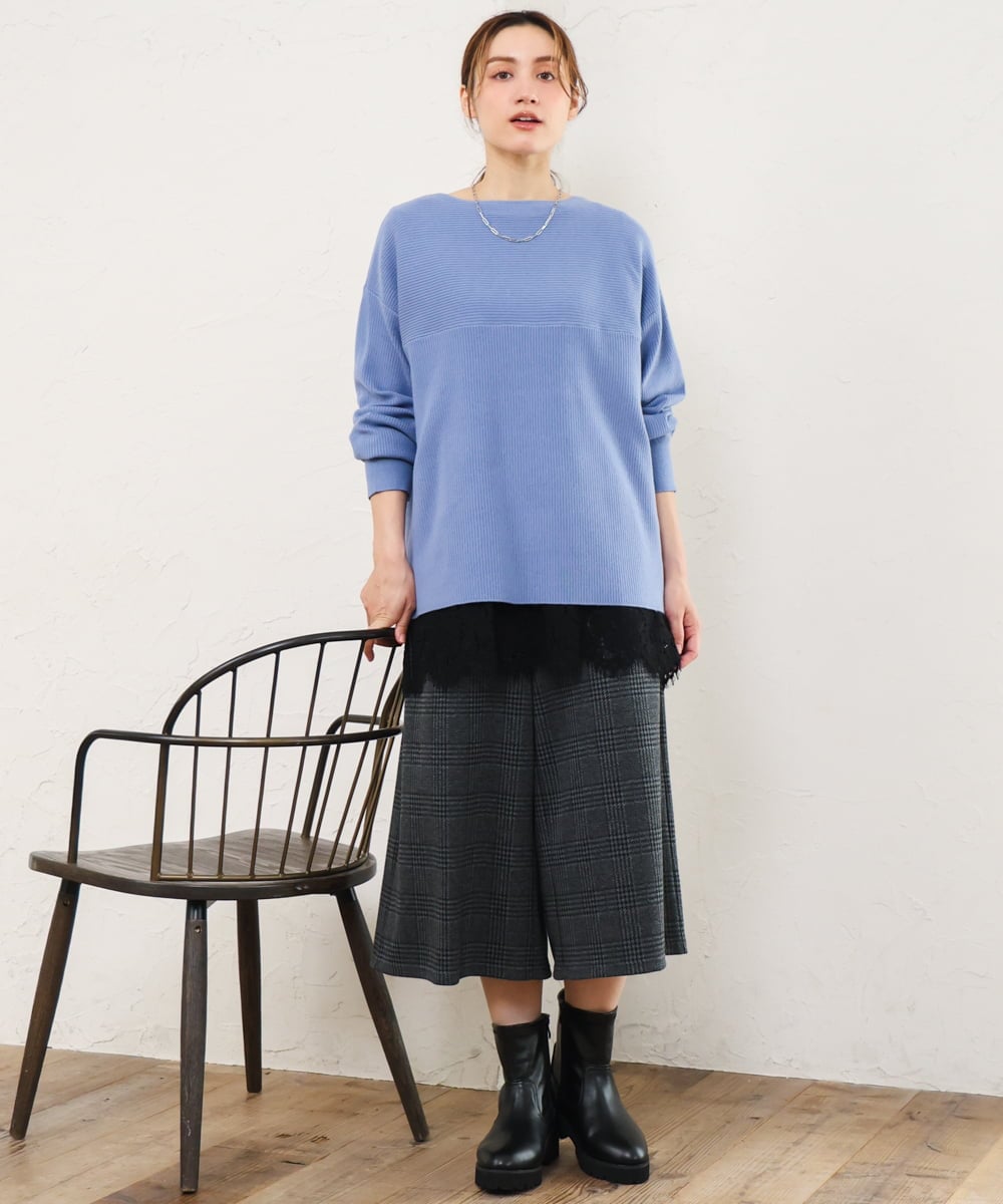 OLFLD01054 eur3(エウルキューブ) 【野呂佳代さん着用/大きいサイズ】ドロップショルダーニット ライトブルー