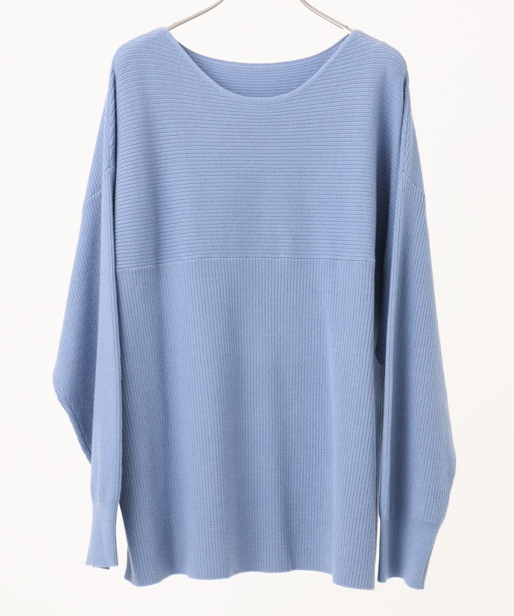 OLFLD01054 eur3(エウルキューブ) 【野呂佳代さん着用/大きいサイズ】ドロップショルダーニット ライトブルー