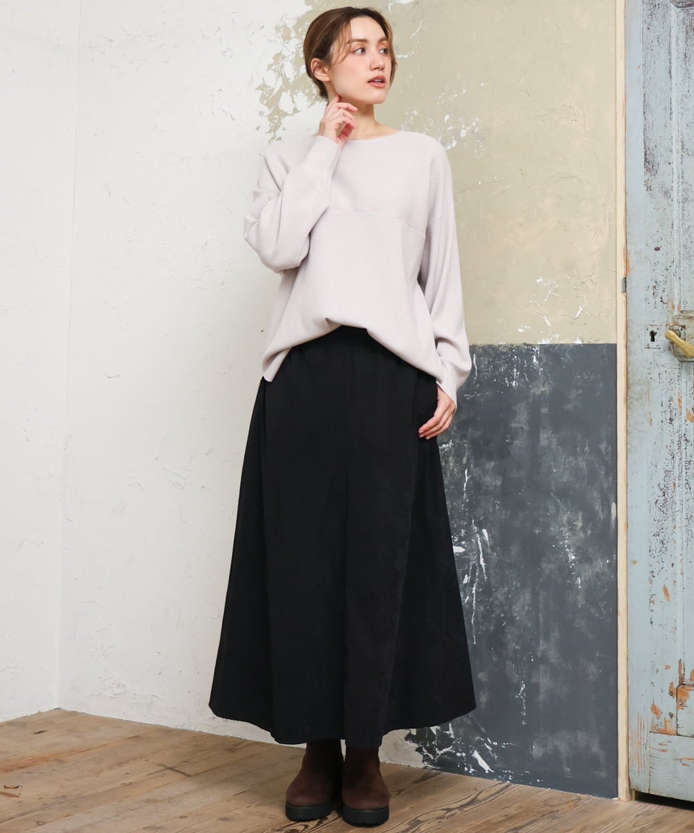 OLFLD01054 eur3(エウルキューブ) 【野呂佳代さん着用/大きいサイズ】ドロップショルダーニット グレージュ