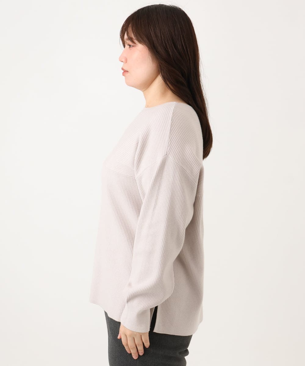 OLFLD01054 eur3(エウルキューブ) 【野呂佳代さん着用/大きいサイズ】ドロップショルダーニット グレージュ