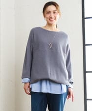 OLFLD01054 eur3(エウルキューブ) 【野呂佳代さん着用/大きいサイズ】ドロップショルダーニット ダークグレー