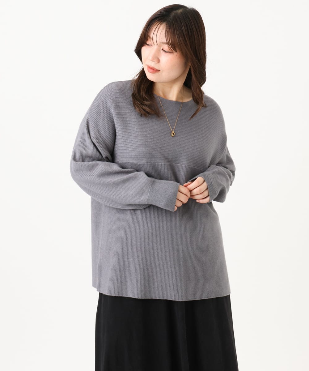 OLFLD01054 eur3(エウルキューブ) 【野呂佳代さん着用/大きいサイズ】ドロップショルダーニット ダークグレー