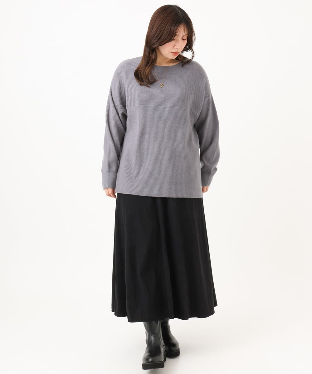 OLFLD01054 eur3(エウルキューブ) 【野呂佳代さん着用/大きいサイズ】ドロップショルダーニット ダークグレー