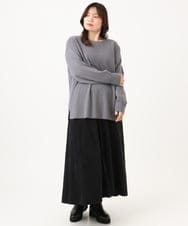 OLFLD01054 eur3(エウルキューブ) 【野呂佳代さん着用/大きいサイズ】ドロップショルダーニット ダークグレー
