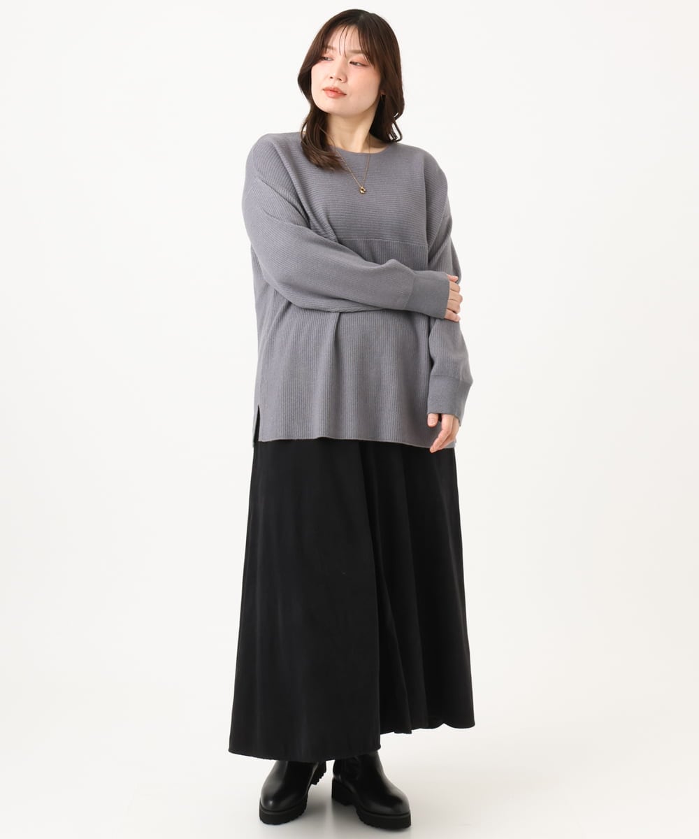 OLFLD01054 eur3(エウルキューブ) 【野呂佳代さん着用/大きいサイズ】ドロップショルダーニット ダークグレー