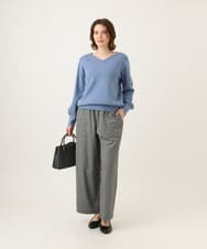 OLFLD02054 eur3(エウルキューブ) 【WEB先行販売】【大きいサイズ】パフスリーブVネックニット ライトブルー