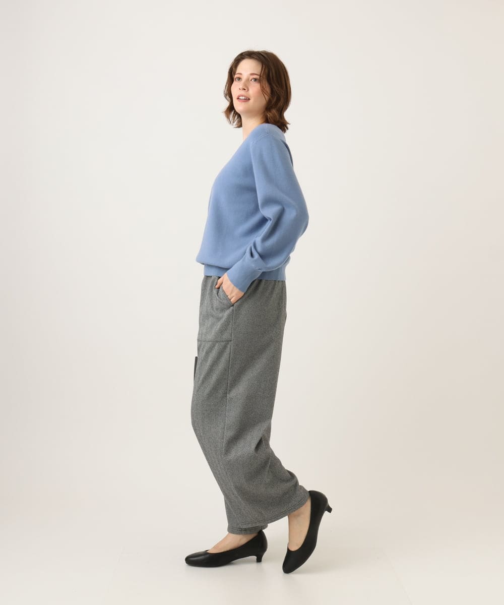 OLFLD02054 eur3(エウルキューブ) 【WEB先行販売】【大きいサイズ】パフスリーブVネックニット ライトブルー