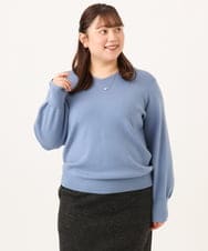 OLFLD02054 eur3(エウルキューブ) 【WEB先行販売】【大きいサイズ】パフスリーブVネックニット ライトブルー