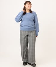 OLFLD02054 eur3(エウルキューブ) 【WEB先行販売】【大きいサイズ】パフスリーブVネックニット ライトブルー