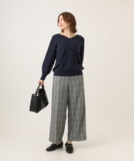 OLFLD02054 eur3(エウルキューブ) 【WEB先行販売】【大きいサイズ】パフスリーブVネックニット ネイビー(WEB限定カラー）