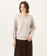 OLFLD02054 eur3(エウルキューブ) 【WEB先行販売】【大きいサイズ】パフスリーブVネックニット グレージュ