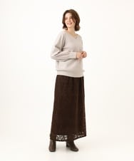 OLFLD02054 eur3(エウルキューブ) 【WEB先行販売】【大きいサイズ】パフスリーブVネックニット グレージュ