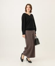 OLFLD02054 eur3(エウルキューブ) 【WEB先行販売】【大きいサイズ】パフスリーブVネックニット ブラック