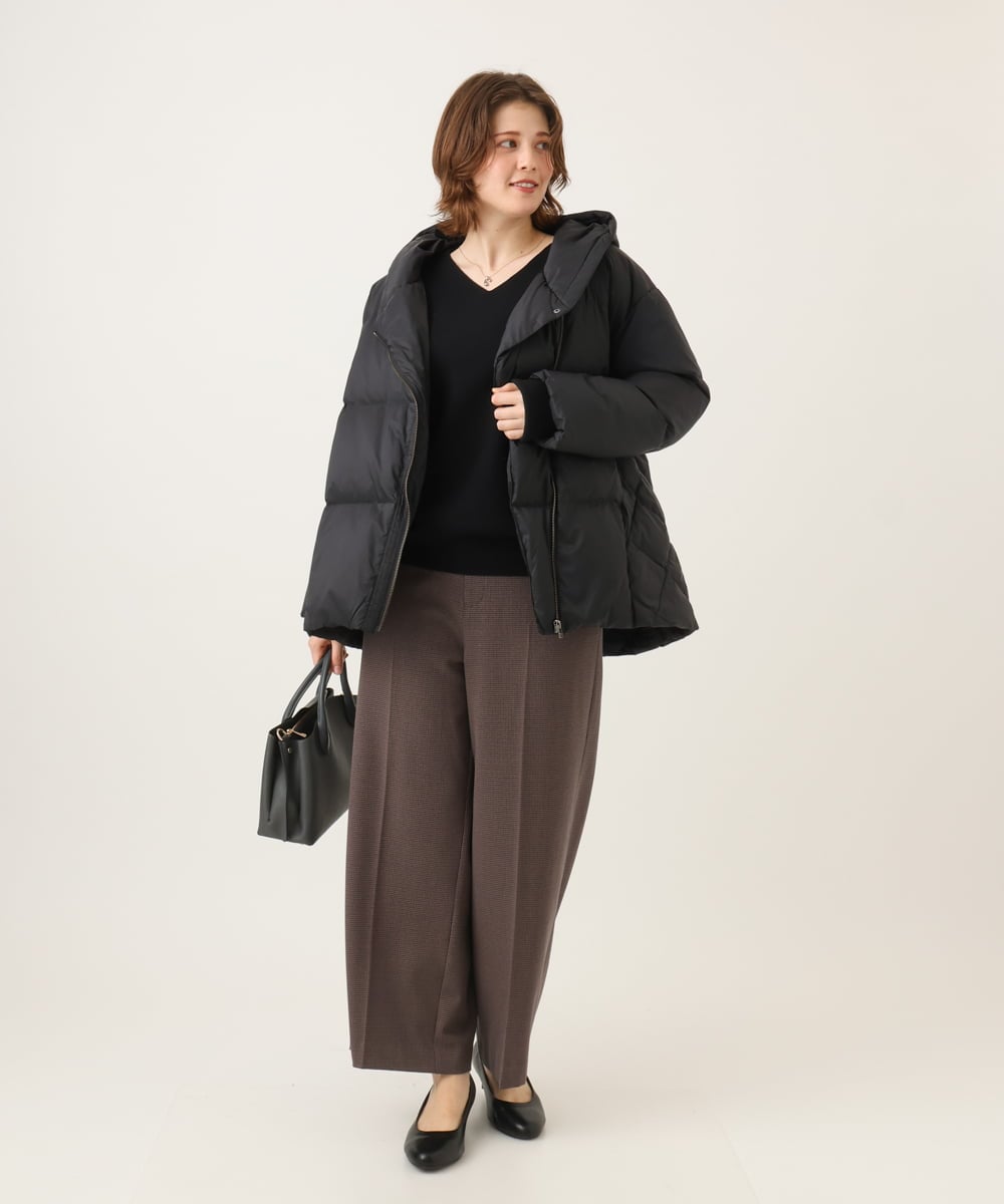 OLFLD02054 eur3(エウルキューブ) 【WEB先行販売】【大きいサイズ】パフスリーブVネックニット ブラック