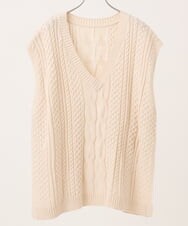 OLFLD06099 eur3(エウルキューブ) 【大きいサイズ】ケーブルニットベスト アイボリー