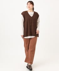 OLFLD06099 eur3(エウルキューブ) 【大きいサイズ】ケーブルニットベスト ダークブラウン
