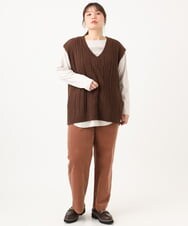 OLFLD06099 eur3(エウルキューブ) 【大きいサイズ】ケーブルニットベスト ダークブラウン