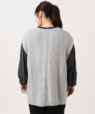 OLFLD06099 eur3(エウルキューブ) 【大きいサイズ】ケーブルニットベスト ライトグレー(九州/WEB限定）