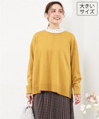 OLFLD07079 eur3 【WEB先行販売】【大きいサイズ】バイカラーレイヤード風ニット