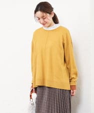 OLFLD07079 eur3(エウルキューブ) 【WEB先行販売】【大きいサイズ】バイカラーレイヤード風ニット マスタード(WEB限定カラー)