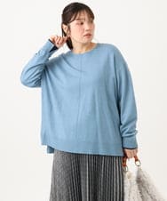 OLFLD07079 eur3(エウルキューブ) 【WEB先行販売】【大きいサイズ】バイカラーレイヤード風ニット ライトブルー