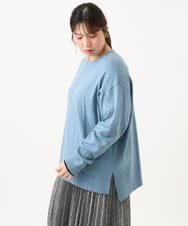 OLFLD07079 eur3(エウルキューブ) 【WEB先行販売】【大きいサイズ】バイカラーレイヤード風ニット ライトブルー