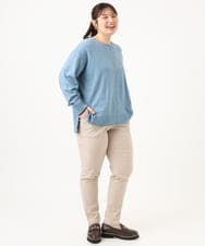 OLFLD07079 eur3(エウルキューブ) 【WEB先行販売】【大きいサイズ】バイカラーレイヤード風ニット ライトブルー