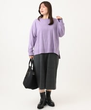 OLFLD07079 eur3(エウルキューブ) 【WEB先行販売】【大きいサイズ】バイカラーレイヤード風ニット ラベンダー