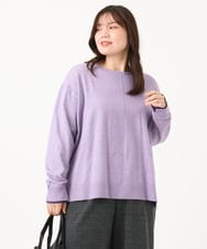OLFLD07079 eur3(エウルキューブ) 【WEB先行販売】【大きいサイズ】バイカラーレイヤード風ニット ラベンダー