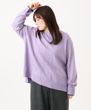 OLFLD07079 eur3(エウルキューブ) 【WEB先行販売】【大きいサイズ】バイカラーレイヤード風ニット ラベンダー