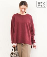 OLFLD07079 eur3(エウルキューブ) 【WEB先行販売】【大きいサイズ】バイカラーレイヤード風ニット ワイン