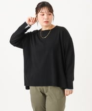 OLFLD07079 eur3(エウルキューブ) 【WEB先行販売】【大きいサイズ】バイカラーレイヤード風ニット ブラック