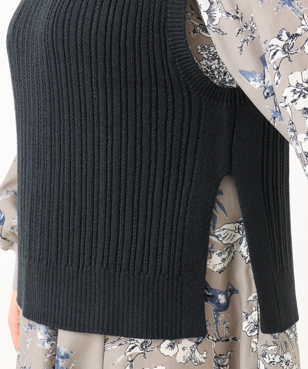 OLFLD08089 eur3(エウルキューブ) 【WEB先行販売】【大きいサイズ】リブニットベスト ネイビー