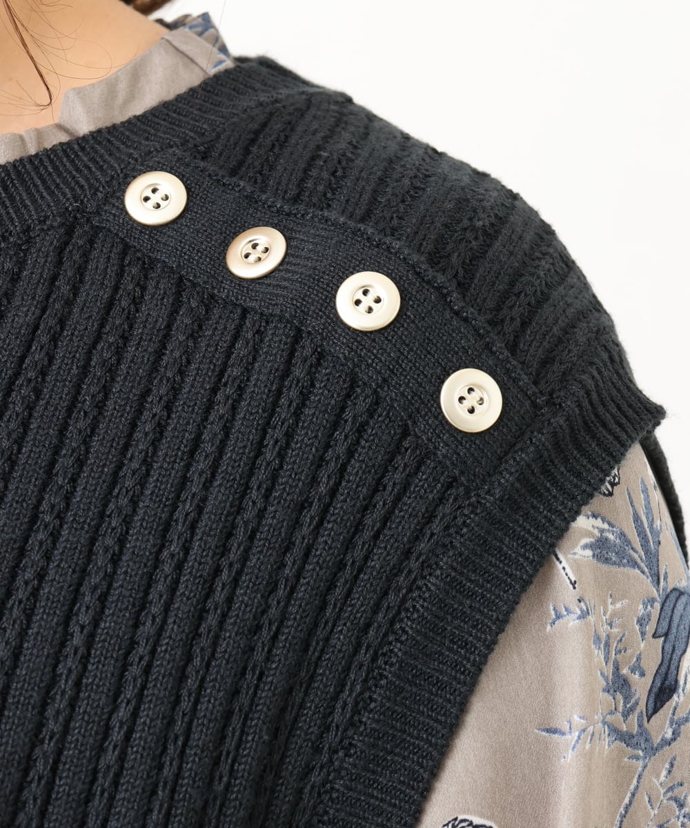 OLFLD08089 eur3(エウルキューブ) 【WEB先行販売】【大きいサイズ】リブニットベスト ネイビー