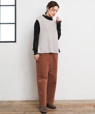 OLFLD08089 eur3(エウルキューブ) 【WEB先行販売】【大きいサイズ】リブニットベスト グレージュ