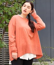 OLFLP07070 eur3(エウルキューブ) 【雑誌掲載】【大きいサイズ】メランジ調フレアニット オレンジ(15)