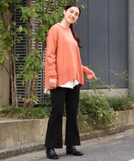 OLFLP07070 eur3(エウルキューブ) 【雑誌掲載】【大きいサイズ】メランジ調フレアニット オレンジ(15)