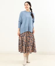 OLFLP07070 eur3(エウルキューブ) 【雑誌掲載】【大きいサイズ】メランジ調フレアニット ブルー(55)