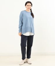 OLFLP07070 eur3(エウルキューブ) 【雑誌掲載】【大きいサイズ】メランジ調フレアニット ブルー(55)