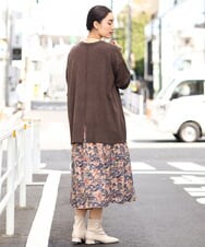 OLFLP07070 eur3(エウルキューブ) 【雑誌掲載】【大きいサイズ】メランジ調フレアニット ブラウン(87)(WEB限定カラー)