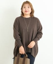 OLFLP07070 eur3(エウルキューブ) 【雑誌掲載】【大きいサイズ】メランジ調フレアニット ブラウン(87)(WEB限定カラー)