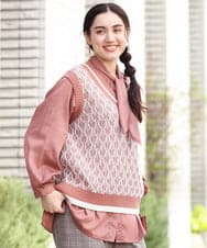 OLFLP08080 eur3(エウルキューブ) 【雑誌掲載】【大きいサイズ/11号サイズあり】バイカラーVネックベスト オレンジ(15)