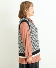 OLFLP08080 eur3(エウルキューブ) 【雑誌掲載】【大きいサイズ/11号サイズあり】バイカラーVネックベスト ブラック(94)