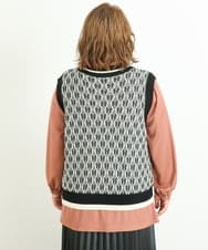 OLFLP08080 eur3(エウルキューブ) 【雑誌掲載】【大きいサイズ/11号サイズあり】バイカラーVネックベスト ブラック(94)