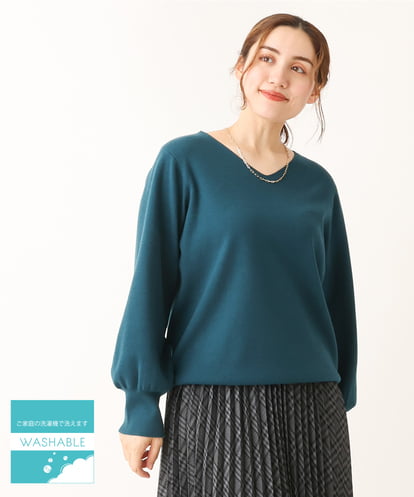 OLFLS04069 eur3 【大きいサイズ】洗えるVネックニット