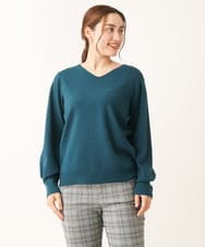 OLFLS04069 eur3(エウルキューブ) 【大きいサイズ/11号サイズあり】洗えるVネックニット ブルー(55)