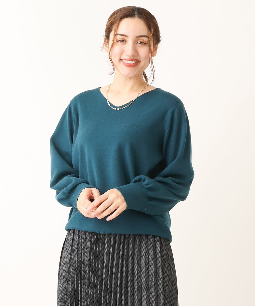 OLFLS04069 eur3(エウルキューブ) 【大きいサイズ/11号サイズあり】洗えるVネックニット ブルー(55)